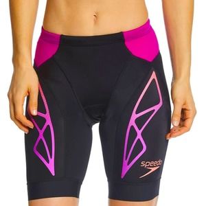NWT Speedo Fastskin Xenon Tri Shorts Size XS Black Pink Tri Pad Bonded Leg Hem